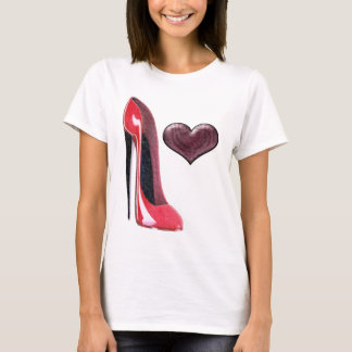 Camiseta Zapato y corazón rojos del estilete