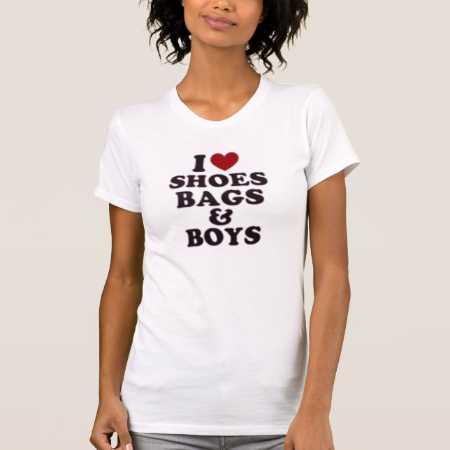 Camiseta ¡zapatos, bolsos y muchachos! (Anverso)