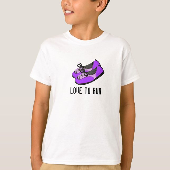 Camiseta Zapatos Corredores Morados con Frase (Anverso)