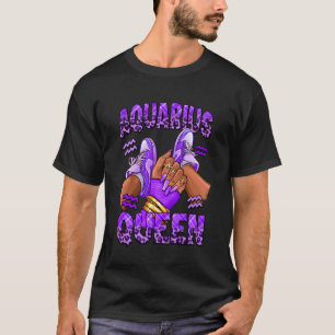 Camiseta Zapatos de la Reina Afro cumpleaños chica Acuario