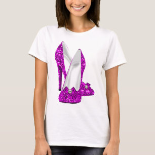 Camiseta Zapatos de tacón alto Stileto brillo rosa