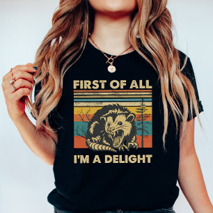 Camiseta Zarigüeya Divertida Retro Bosque; “Soy un Delight”