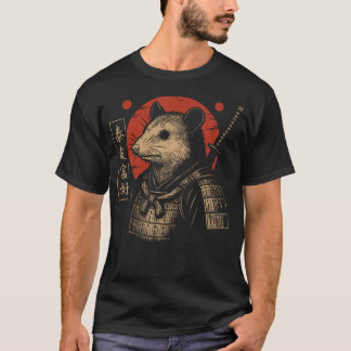 Camiseta Zarigüeya Samurái Arte Japonés Animal