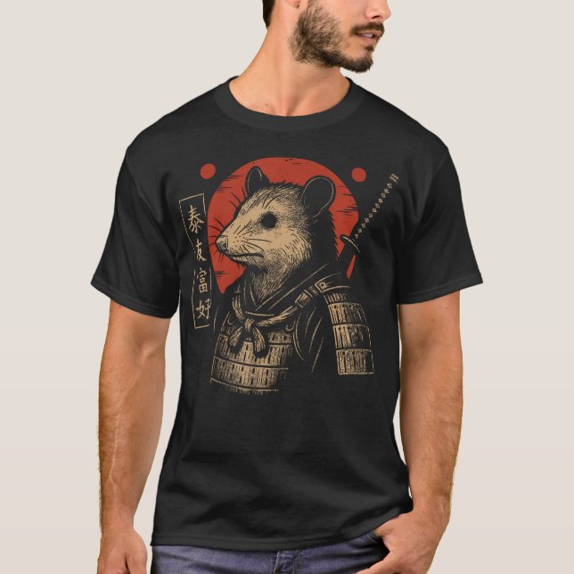 Camiseta Zarigüeya Samurái Arte Japonés Animal (Anverso)