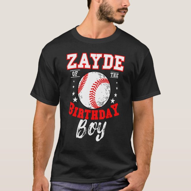 Camiseta Zayde Del Tema Del Béisbol Birthday Boy Bday Cele (Anverso)