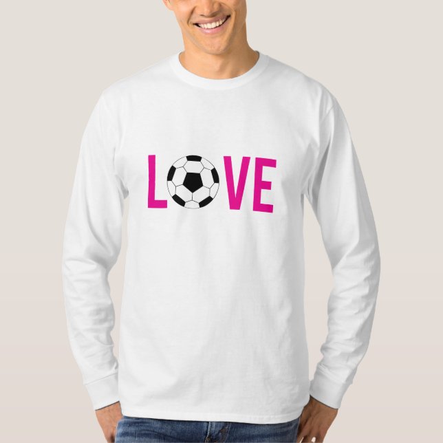 Camiseta Zazzle Estilo Rosa Amor Fútbol Unisex LS Tee (Anverso)