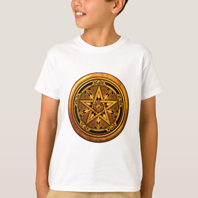 Camiseta Zazzle - Pentáculo-noback masculino del oro (Anverso)