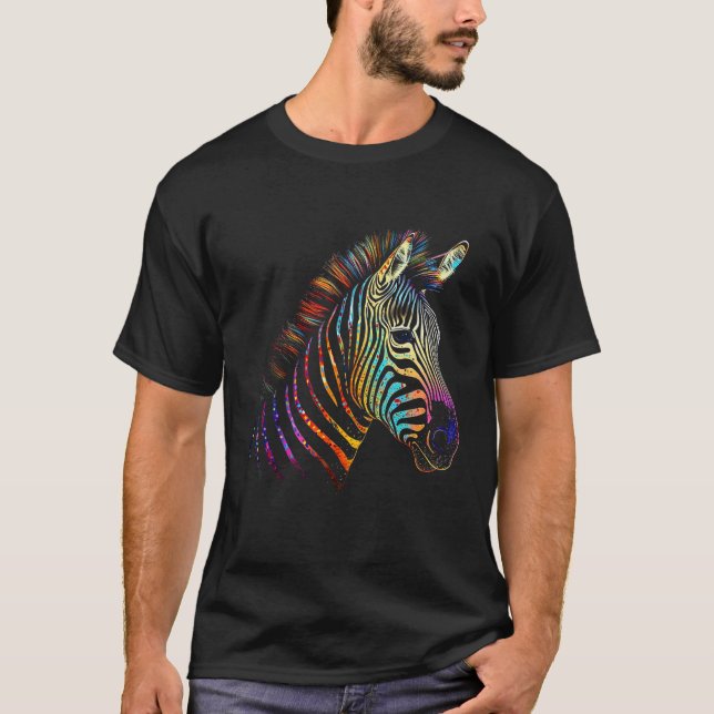 Camiseta Zebra Colourful  Animal Zoo Animal (Anverso)