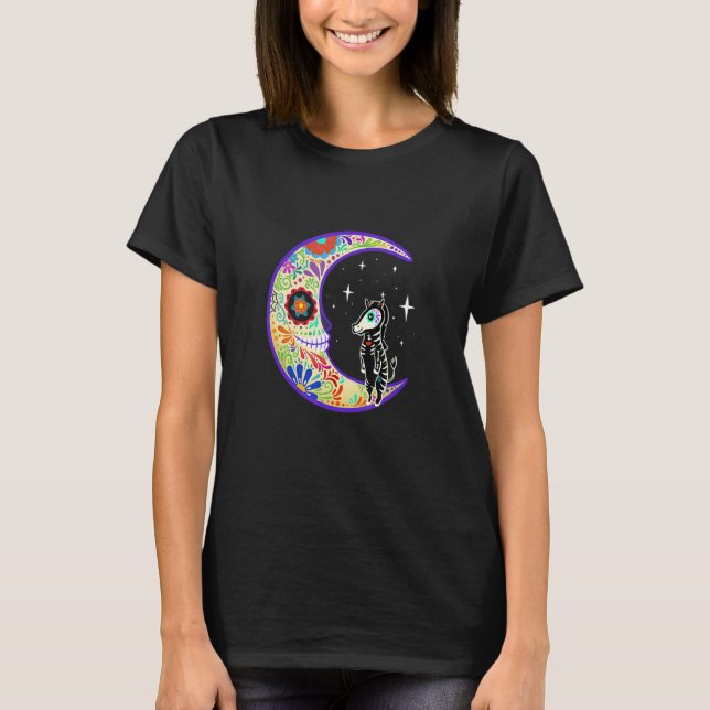 Camiseta Zebra Dia De Los Muertos Skeleton Sugar Skull (Anverso)
