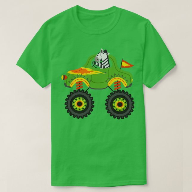 Camiseta Zebra Driving a Green Monster Truck (Diseño del anverso)