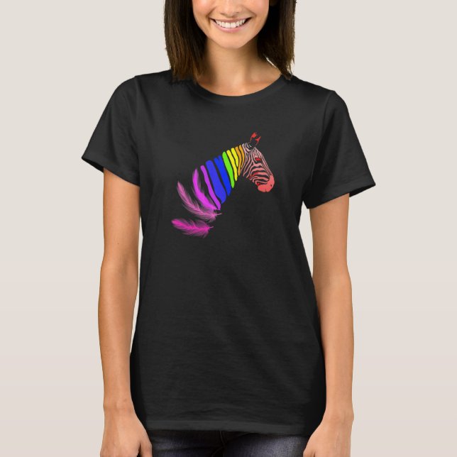 Camiseta Zebra Feathers LGBTQ Flag Pride Month Proud LGBTQ  (Anverso)