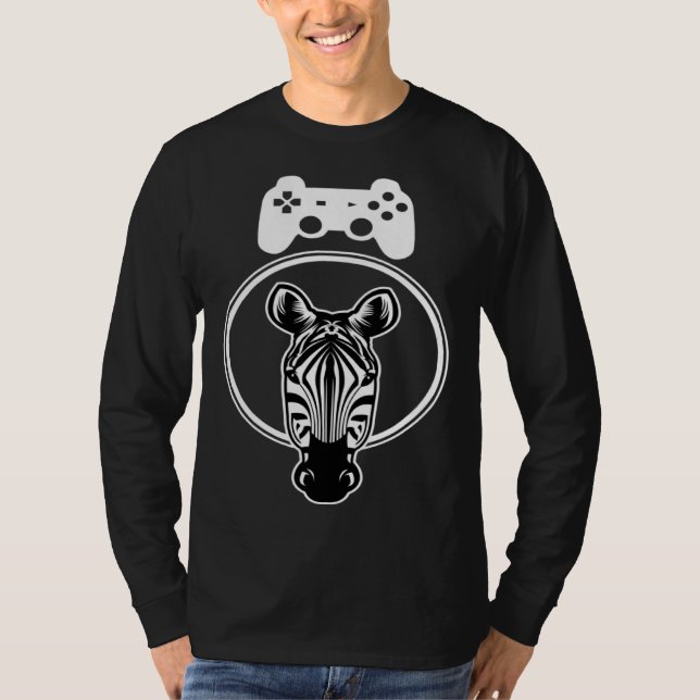 Camiseta Zebra Gamer Controller Graphic For Gamer Kids (Anverso)