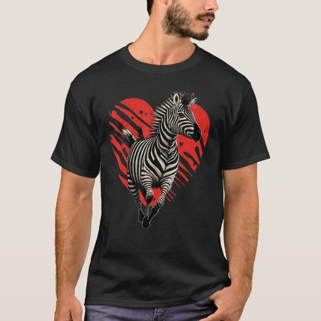 Camiseta Zebra Love Heart for Valentines Day on Zebra  4 (Anverso)