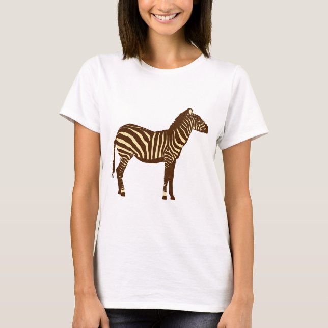Camiseta Zebra - Marrón chocolate y Tan camello (Anverso)