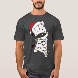 Camiseta Zebra Merry Christmas Animals Fairy Lights Zebras