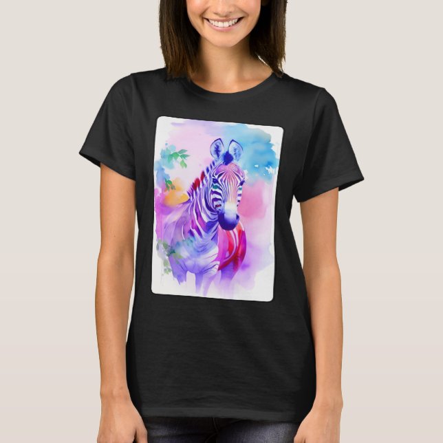 Camiseta Zebra Portrait Animal Safari Wildlife Illustration (Anverso)