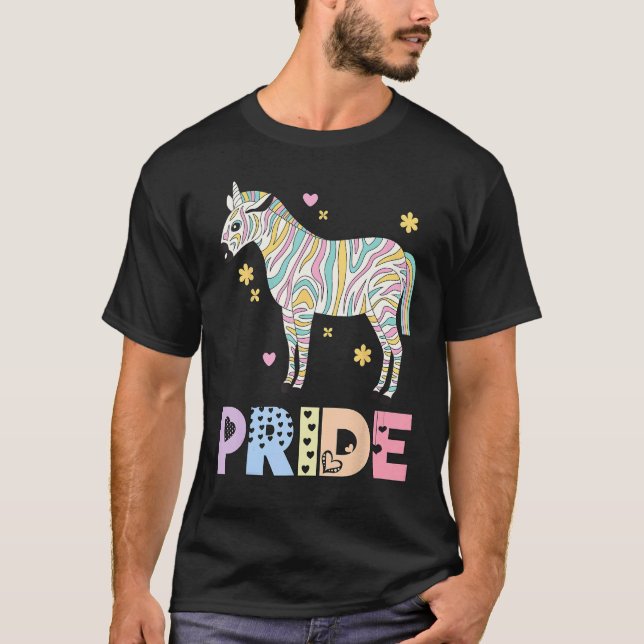 Camiseta Zebra Pride Rainbow Animal LGBTQIA Men Women Girls (Anverso)