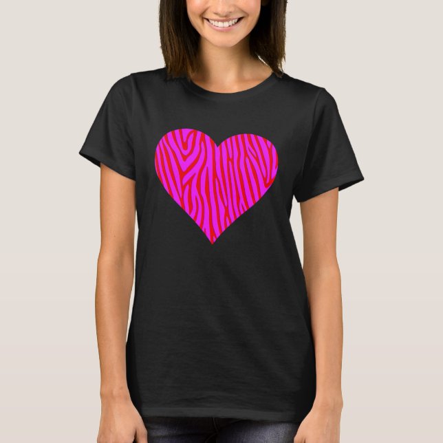 Camiseta Zebra Print Heart Love Graphic Cute Valentines Day (Anverso)