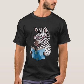 Camiseta Zebra Reading Book Glasses Illustration