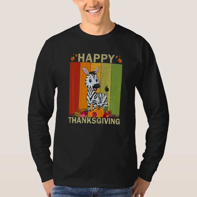 Camiseta Zebra  Retro Graphic Family Matching Thanksgiving (Anverso)