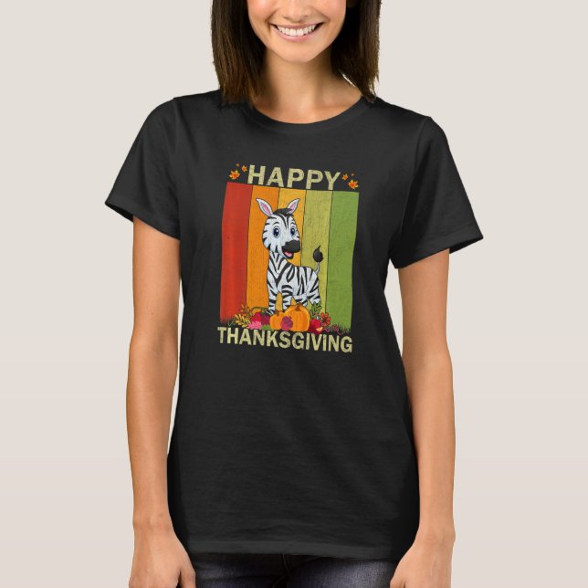 Camiseta Zebra  Retro Graphic Family Matching Thanksgiving (Anverso)