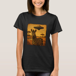 Camiseta Zebra Ufo Startled Vintage Alien Sci-Fi Funny Enco