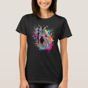 Camiseta Zebra Wildlife Animal Lover Colorful Splash Art