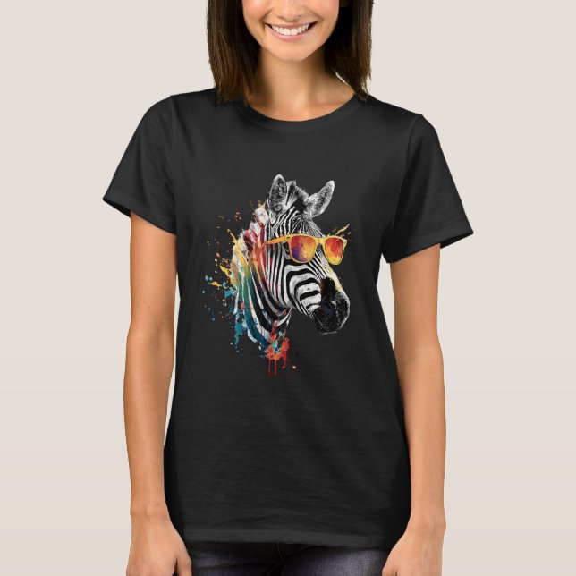 Camiseta Zebra with Sunglasses Safari Artwork African Anima (Anverso)
