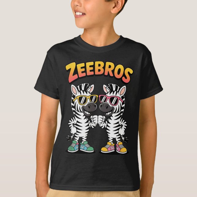 Camiseta Zeebros Cute Zebra Duo Design For Zebros Lovers  (Anverso)