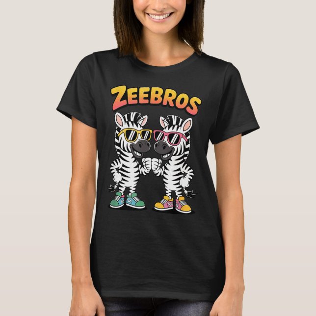 Camiseta Zeebros Cute Zebra Duo Design For Zebros Lovers  (Anverso)