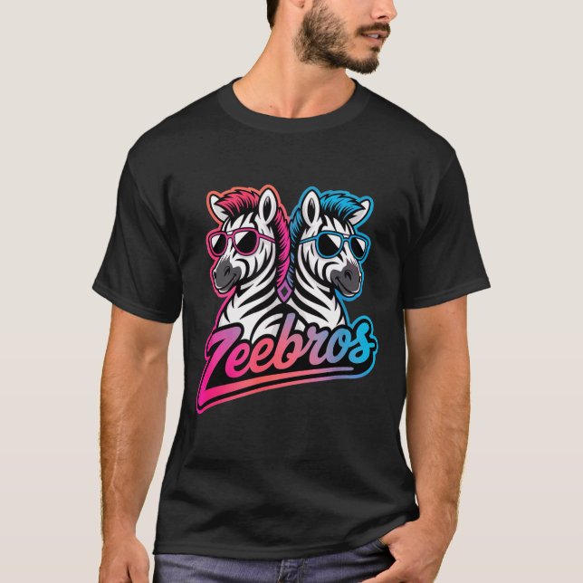 Camiseta Zeebros Cute Zebra Duo Design For Zebros Lovers  (Anverso)