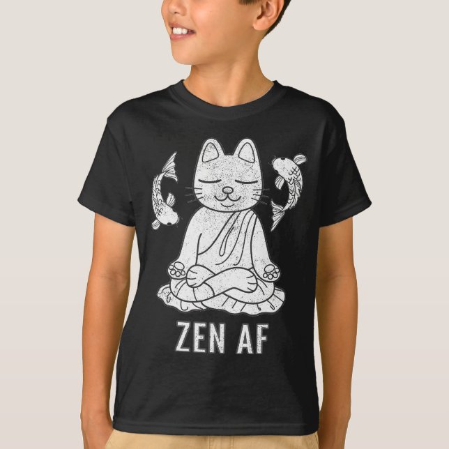 Camiseta Zen AF Gracioso Meditar Gato Regalo Espiritual De  (Anverso)