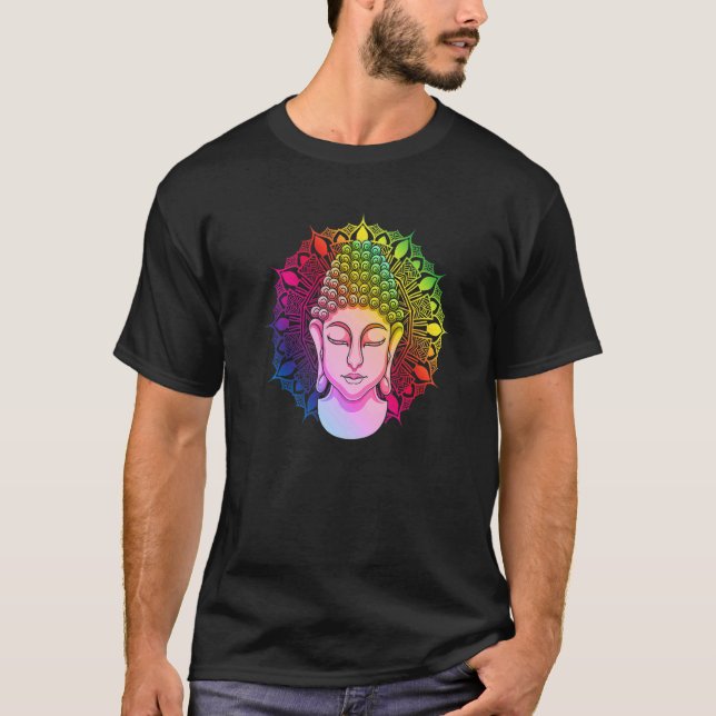 Camiseta Zen Buddhism Colorful Mandala Zen Buddhist Buddha  (Anverso)
