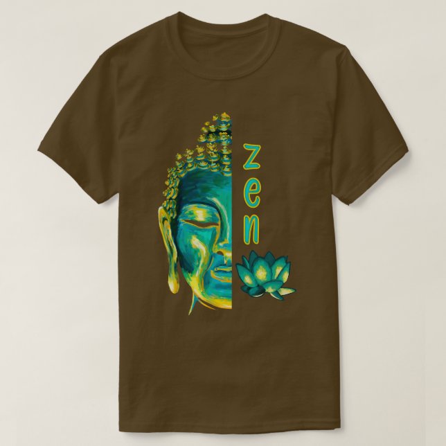 Camiseta Zen Budismo Digital Pintura Azul Buda Amarillo L (Diseño del anverso)