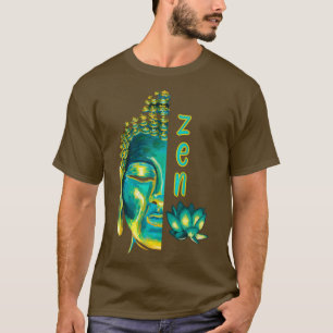 Camiseta Zen Budismo Digital Pintura Azul Buda Amarillo L