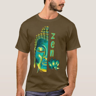 Camiseta Zen Budismo Digital Pintura Azul Buda Amarillo L