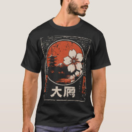 Camiseta Zen Cherry Blossom Templo Japonés Círculo Rojo