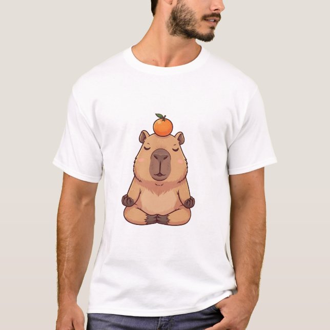 Camiseta Zen Citrus Capybara – Peaceful Cartoon Capybara (Anverso)