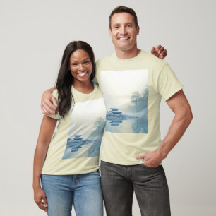Camiseta Zen de invierno: equilibrio de lago de niebla