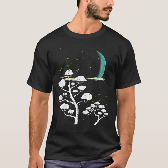 Camiseta Zen Gardening Moon Stars Cultura japonesa Bonsai T (Anverso)