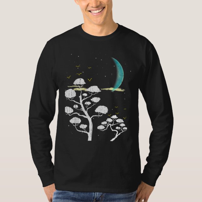 Camiseta Zen Gardening Moon Stars Cultura japonesa Bonsai T (Anverso)