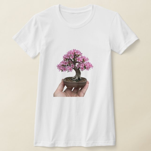 Camiseta Zen in Palm: Miniature Blooming Azalea Bonsai Art (Distribución)