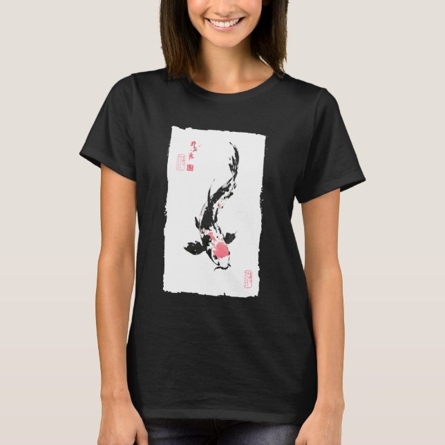 Camiseta Zen Koi Fish Japanese Painting Good Fortune & Stre (Anverso)