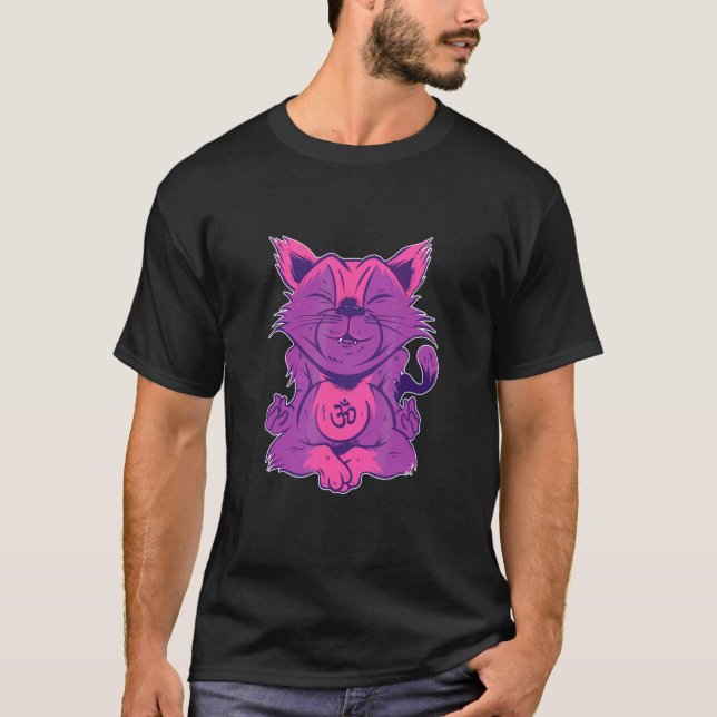 Camiseta Zen Meditación Yoga Cat Omm (Anverso)