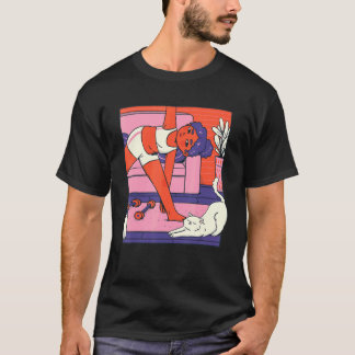 Camiseta Zen Meditation Yoga Cat Vaporwave Omm
