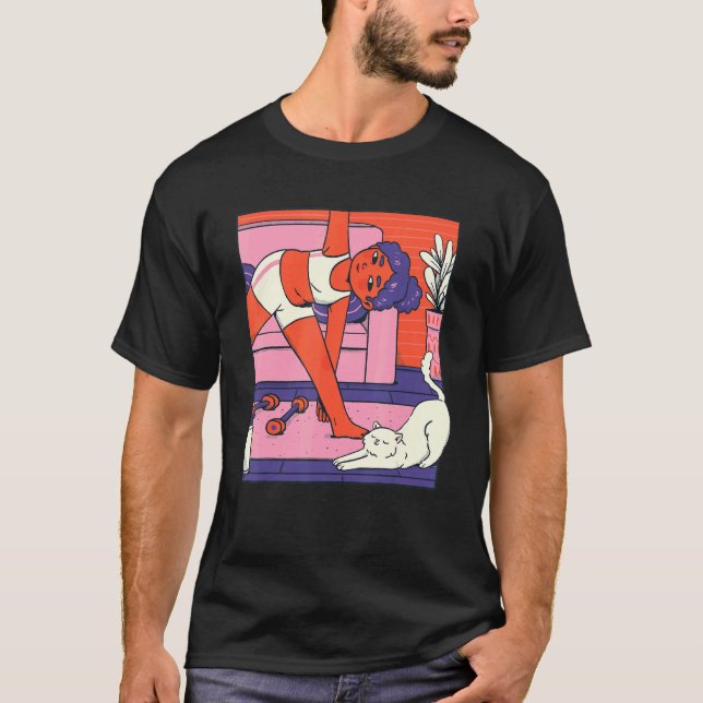Camiseta Zen Meditation Yoga Cat Vaporwave Omm (Anverso)