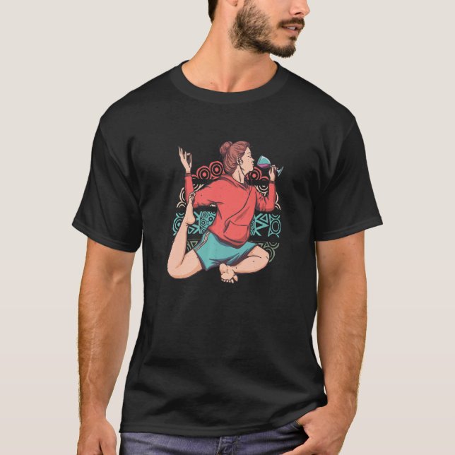 Camiseta Zen Meditation Yoga Eka Pada Rajakapotasana Wine O (Anverso)