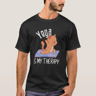 Camiseta Zen Meditation Yoga Is My Therapy Cat Omm