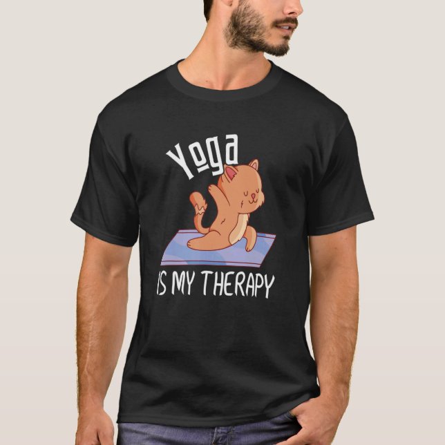 Camiseta Zen Meditation Yoga Is My Therapy Cat Omm (Anverso)