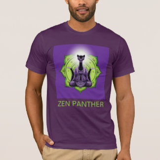 Camiseta Zen Panther y la Rueda Dharma - (con título)